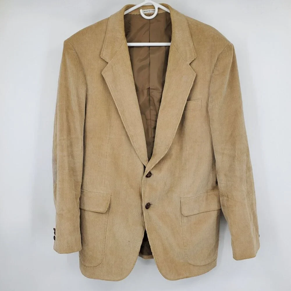 Bret Lawrence Tailored Brown Corduroy Elbow Patch Men's Blazer‎ Suit Jacket 44 R